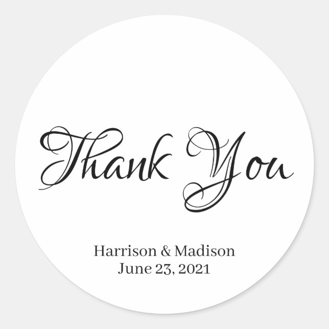 Custom black text Wedding gift favour tag stickers (Front)