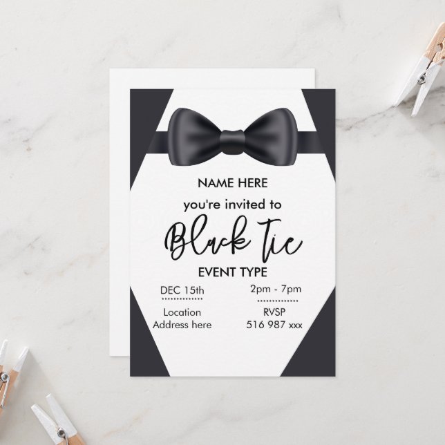 Custom black tie invitation (Front/Back In Situ)
