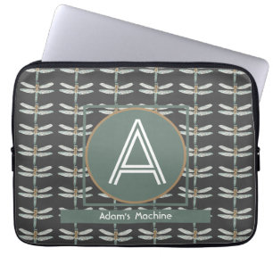 CUSTOM BLACK TRENDY DRAGONFLY LAPTOP SLEEVE