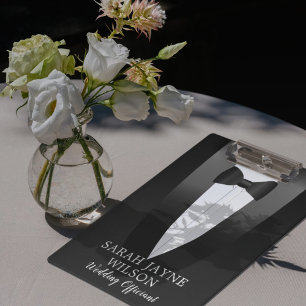 Custom Black Tuxedo Wedding Officiant Clipboard