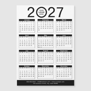 Custom Black White 2027 Calendar & Business Logo