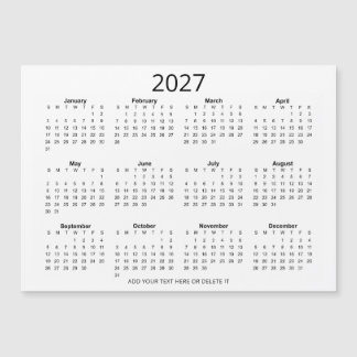 Custom Black & White 2027 Calendar with Your Text