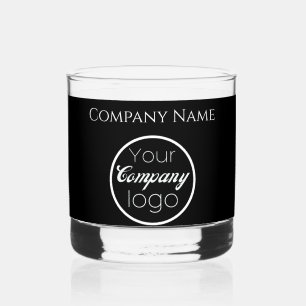 Custom Black White Add logo Here promo  Whiskey Glass
