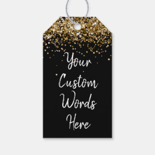 Custom Black White and Gold Glitter Personalised Gift Tags