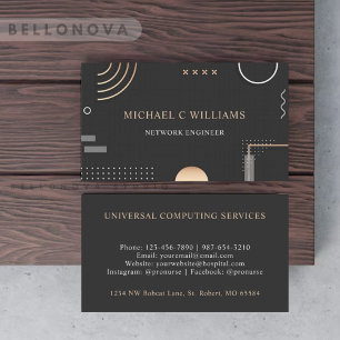 Custom Black White Beige Computer Circuit  Business Card