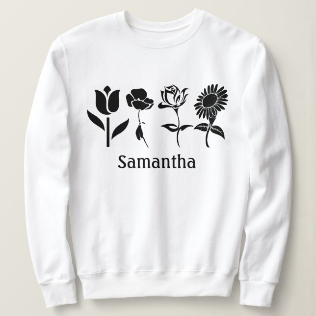 Custom Black white Birth Month  Flower Sweatshirt (Design Front)