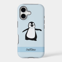 Custom Black White Blue Cute Penguin Name