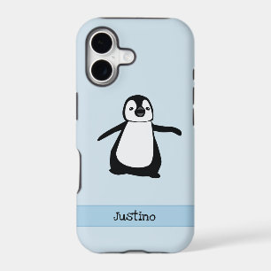 Custom Black White Blue Cute Penguin Name