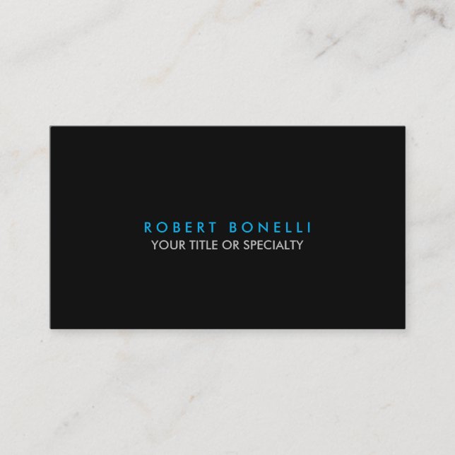 Custom Black White Blue Standard Business Card (Front)