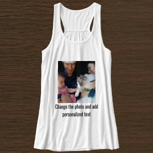 Custom Black White Cat Mum Family Fun Pet Photo Singlet