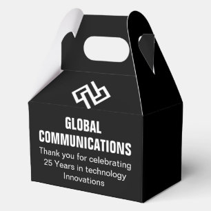 Custom Black White Company Anniversary Party Favour Box