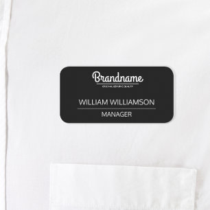 Custom Black White Employee Logo  Name Tag