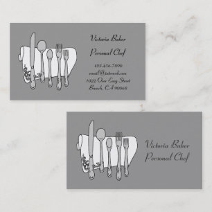 Custom Black White Grey Chef Business Card
