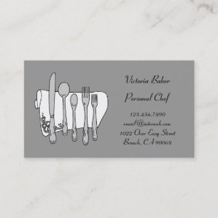 Custom Black White Grey Chef Business Card