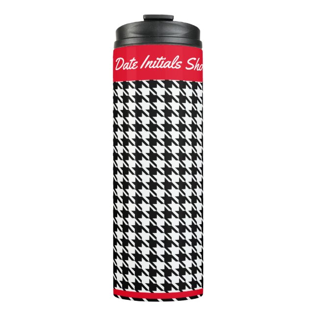 Custom Black & White Houndstooth 12oz Thermal Tumbler (Front)
