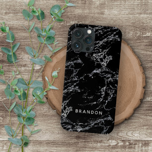 Custom Black White Marble Stone Stripes Pattern Case-Mate iPhone Case