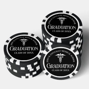 Custom Black White Medical School Graduation Party Poker Chips