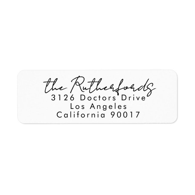 Custom black white Modern Wedding Return Address (Front)