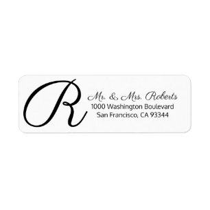 Custom Black White Monogram Letter Return