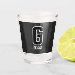 Custom Black & White Monogram - Personalised Gift  Shot Glass<br><div class="desc">Raise a toast in style! This sleek black-and-white monogram shot glass is fully customisable—personalise the initials,  background,  and colours to create a one-of-a-kind gift for him. Perfect for parties,  celebrations,  or as a unique barware accessory. Click “personalise” to design his new favourite shot glass today!</div>