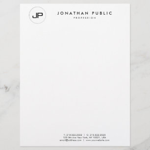 Custom Black White Monogram Simple Template Custom Letterhead