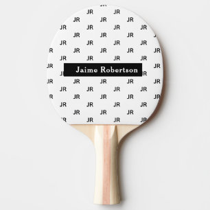 Custom Black & White Monogrammed Ping Pong Paddle