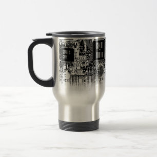 Custom Black White PCB Printed Circuit Board Geek  Travel Mug