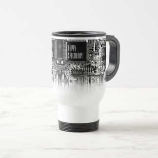 Custom Black White PCB Printed Circuit Board Geek Travel Mug