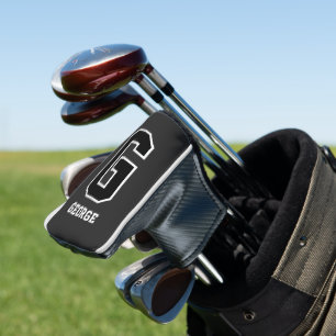 Custom Black White Personalised Monogram For Him Golf Head Cover