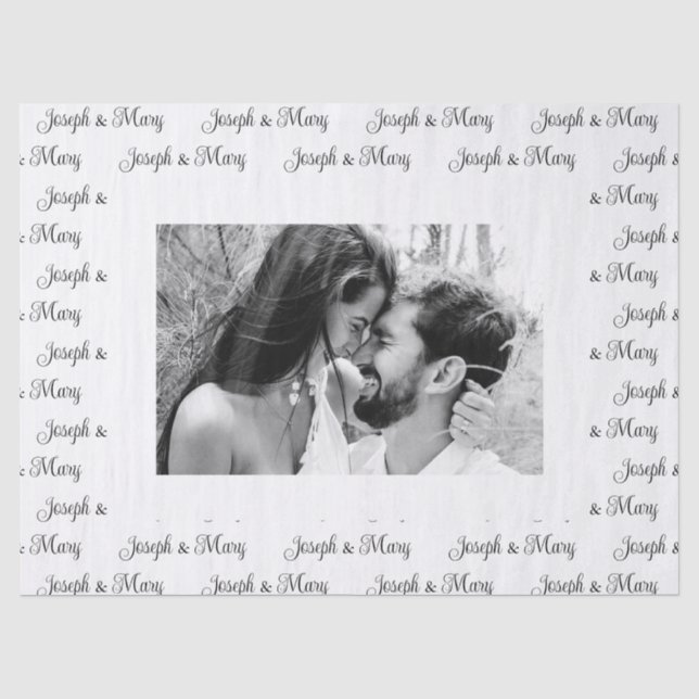 Custom Black & White Photo Wedding Tissue Paper  (Front)