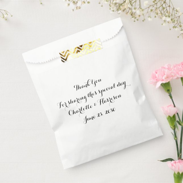 Custom black white script Wedding gift Favour Bags (Sealed)