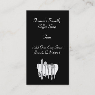 Custom Black White Silverware Business Card