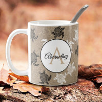 Custom Black White Tribal Art Turtles Pattern