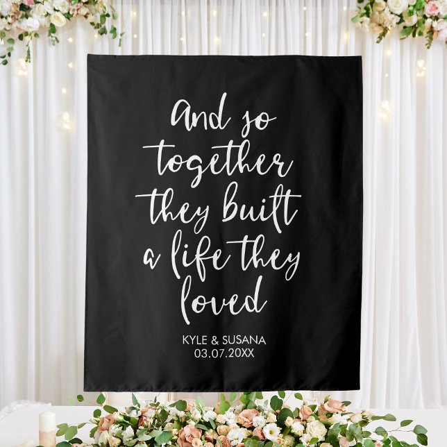 Custom Black & White Wedding Backdrop So Together Tapestry (Custom Black & White Wedding Backdrop So Together
)