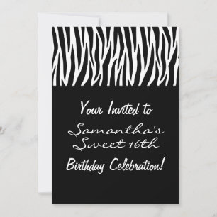 Custom Black White Zebra Invitation