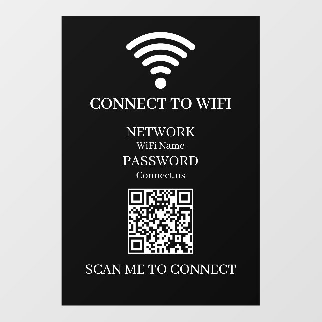 Custom Black WiFi QR Code | Internet Access  (Sheet)