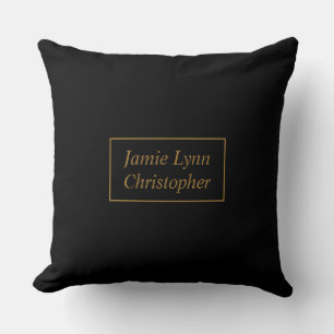 Custom Black With Gold Couples Names Cushion