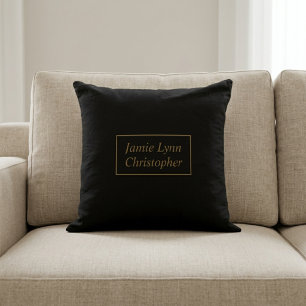 Custom Black With Gold Couples Names Cushion