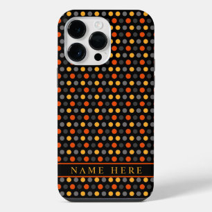 Custom Black Yellow Orange Colour Polka Dot Design iPhone 14 Pro Max Case