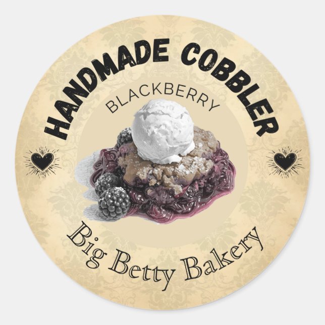 Custom Blackberry Cobbler Labels | Vintage Persona (Front)