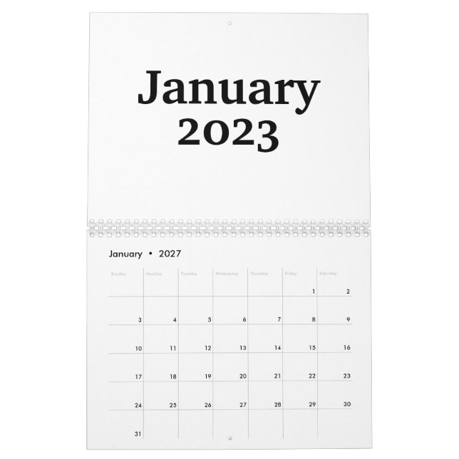 Custom Blank Calendar 2023 With Holidays (Jan 2027)