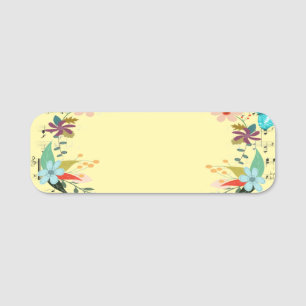 Custom Blank Floral Design Name Badge