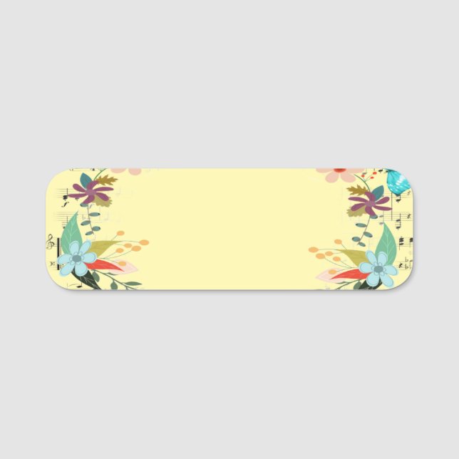 Custom Blank Floral Design Name Badge (Front)
