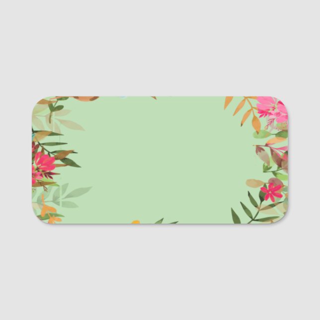 Custom Blank Floral Design Name Tag (Front)