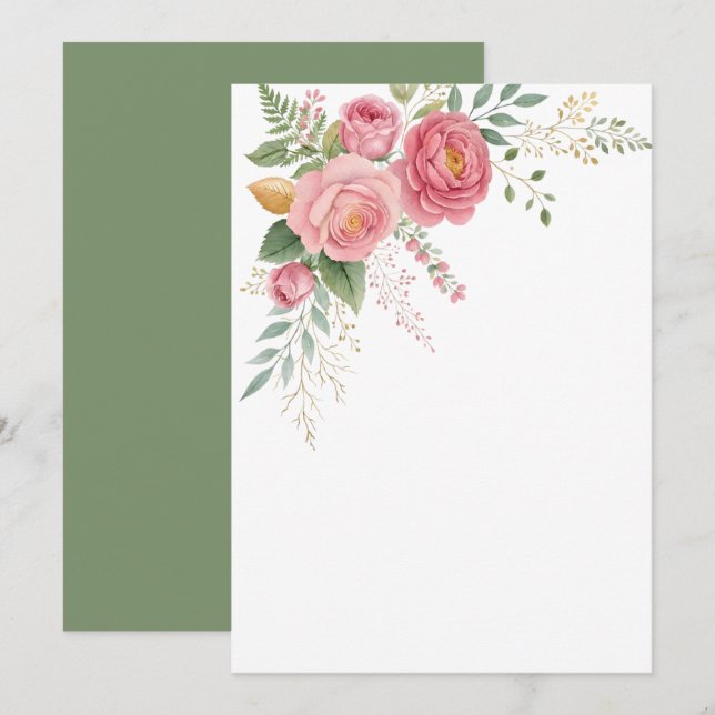 Custom Blank Pink Rose Floral Save The Date (Front/Back)