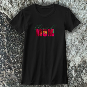 Custom Blessed Mum Pink Floral Christian Mother T-Shirt