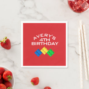 Custom BLOCK PARTY Colourful Bricks Thank You Napkin