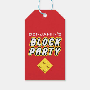 Custom BLOCK PARTY Colourful Bricks Toy Builder Gift Tags