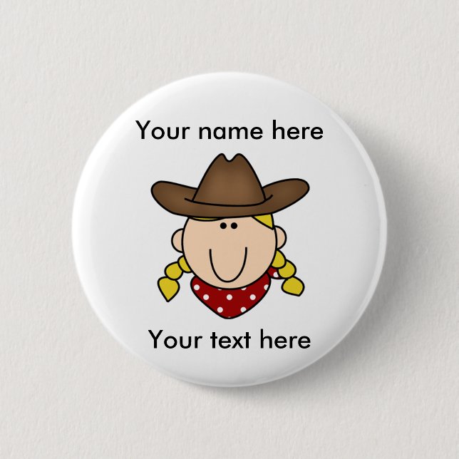 Custom Blonde Cowgirl 6 Cm Round Badge (Front)