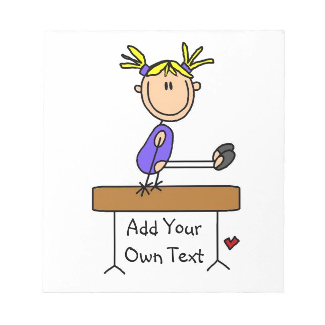 Custom Blonde Girl Gymnast on Balance Beam Notepad (Front)